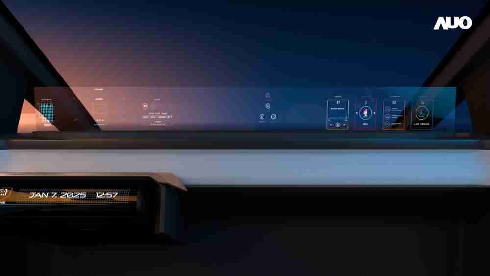 巨星国际无界透明显示接口(Horizon Image Glass)透过车运算方案整合仪表板、、、中控台及副驾显示器，，，一体式全景呈现，，，提供乘用者清晰的前方视野、、行车必要信息与娱乐功能