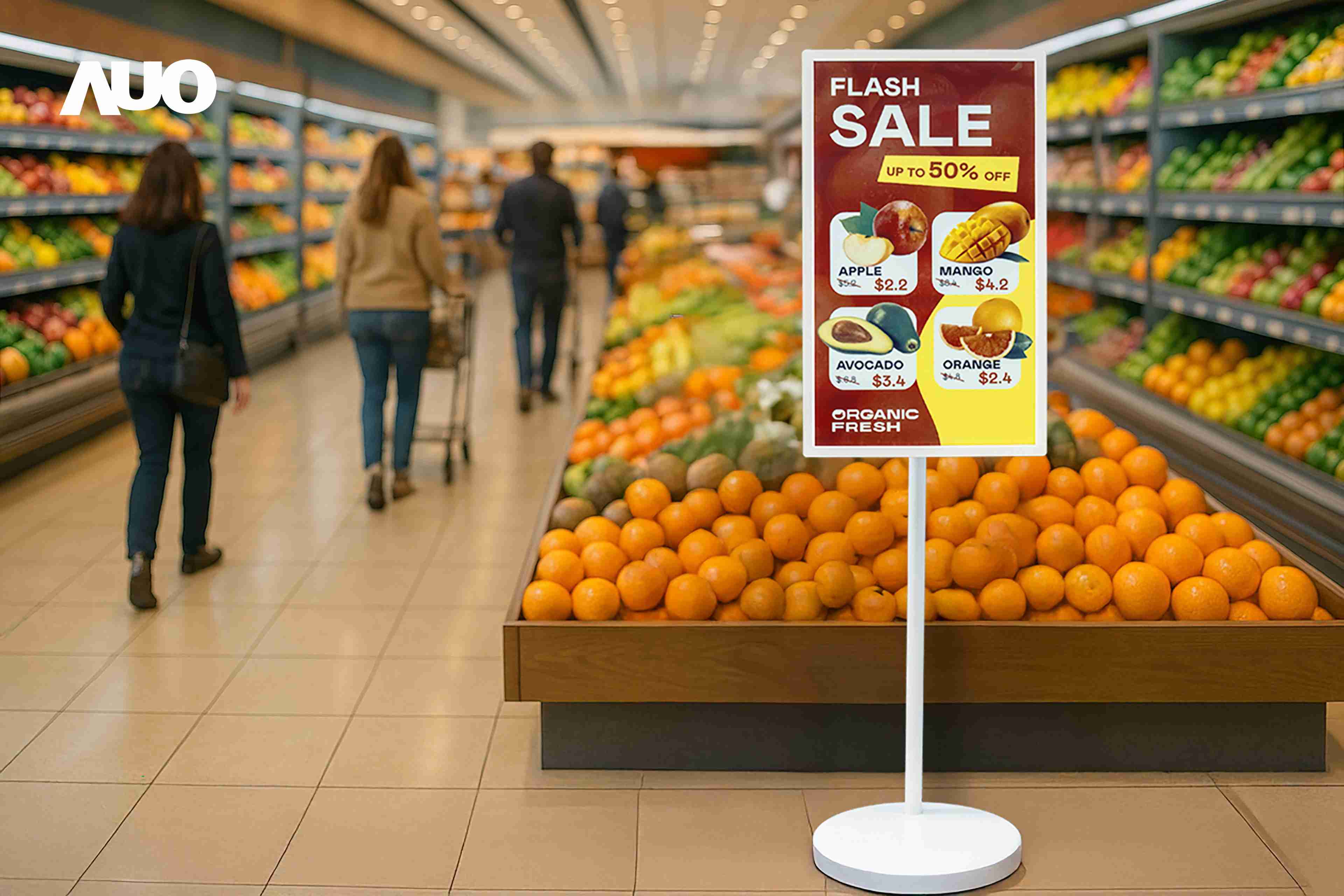 达擎首亮相低功耗、、、、全彩的〝aecoPost电子纸解决方案〞，，，仅在更新画面时需要微量的电力驱动，，，无需布建电线的便捷设计，，使其可灵活应用、、随意置放，，并可透过云端或行动装置app，，，轻松管理及排程广告内容，，晋升店头营销利器。。。